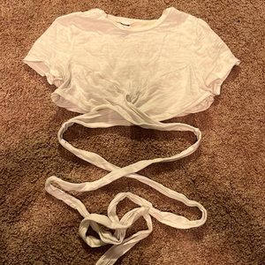 White crop top with waist tie